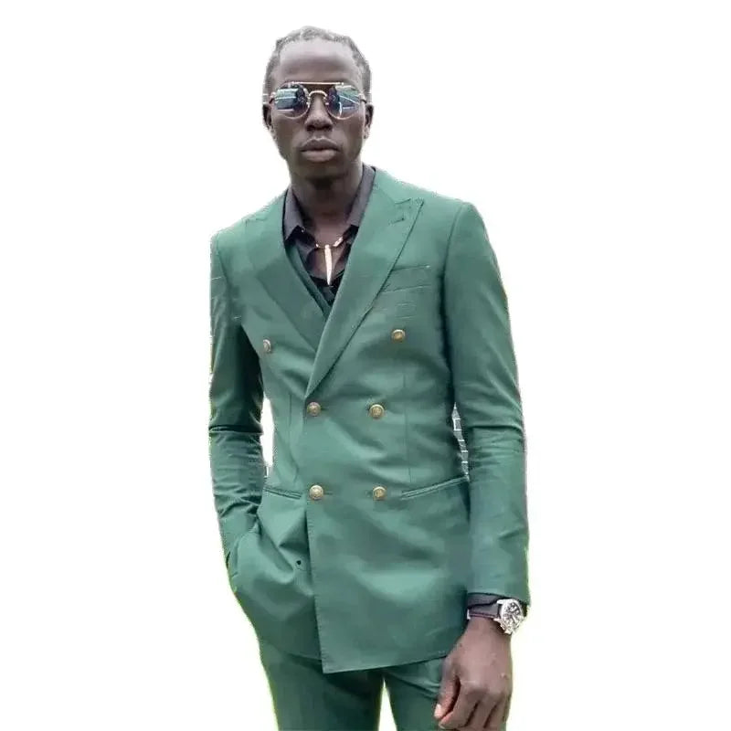 Trajes de lujo para hombre, chaqueta cruzada con solapa de pico, de alta calidad, elegante, informal, para negocios y oficina, 2 piezas, chaqueta y pantalón