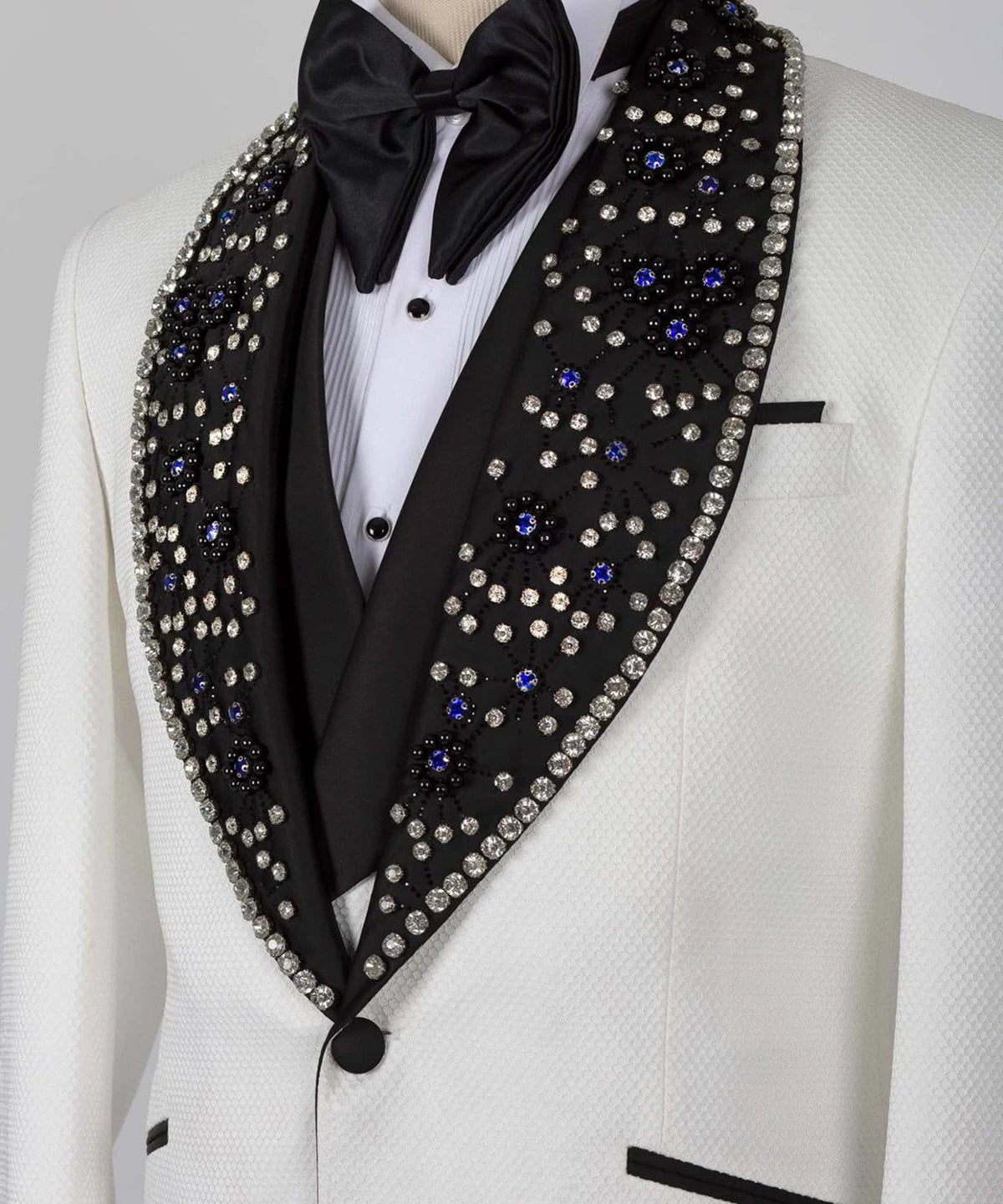 Luxury Men Wedding Jacket Shawl Lapel Slim Fit Suits For Male Crystal Beads 2 Pcs Coat Vest Custom Made