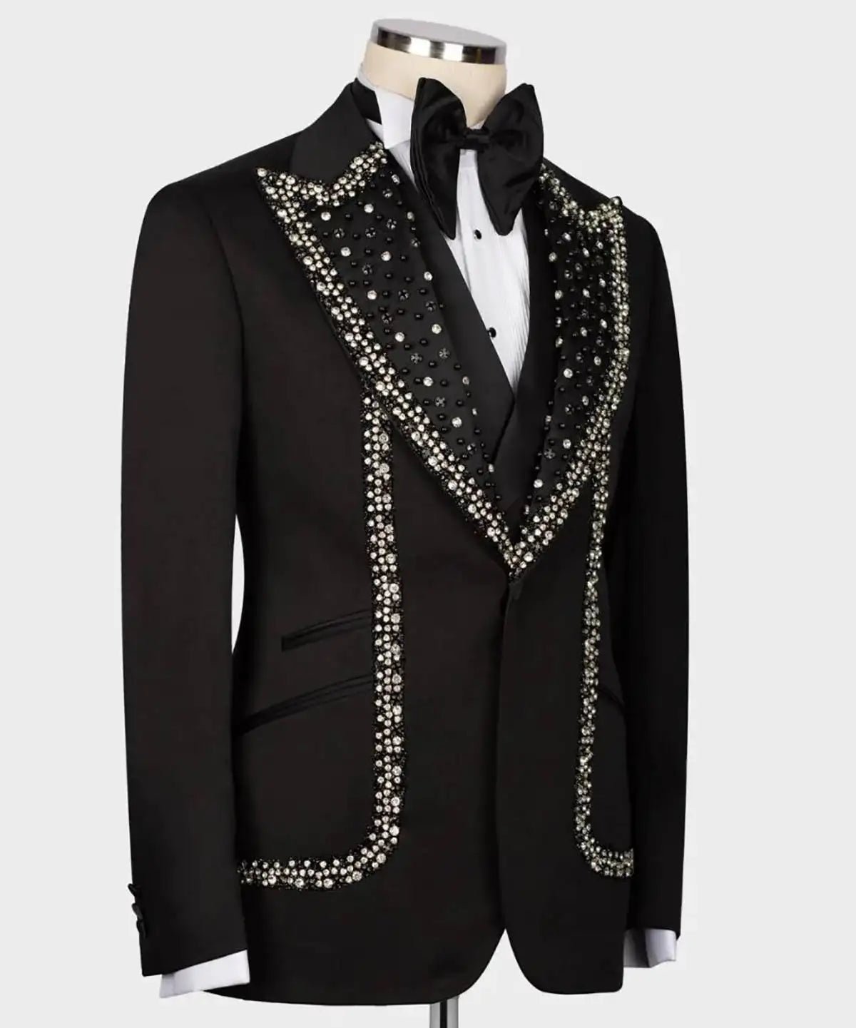 Trajes de boda de lujo para hombre, esmoquin de un solo pecho con solapa de pico de cristal, para novio, fiesta de negocios, 2 piezas, blazer y pantalones, hechos a medida