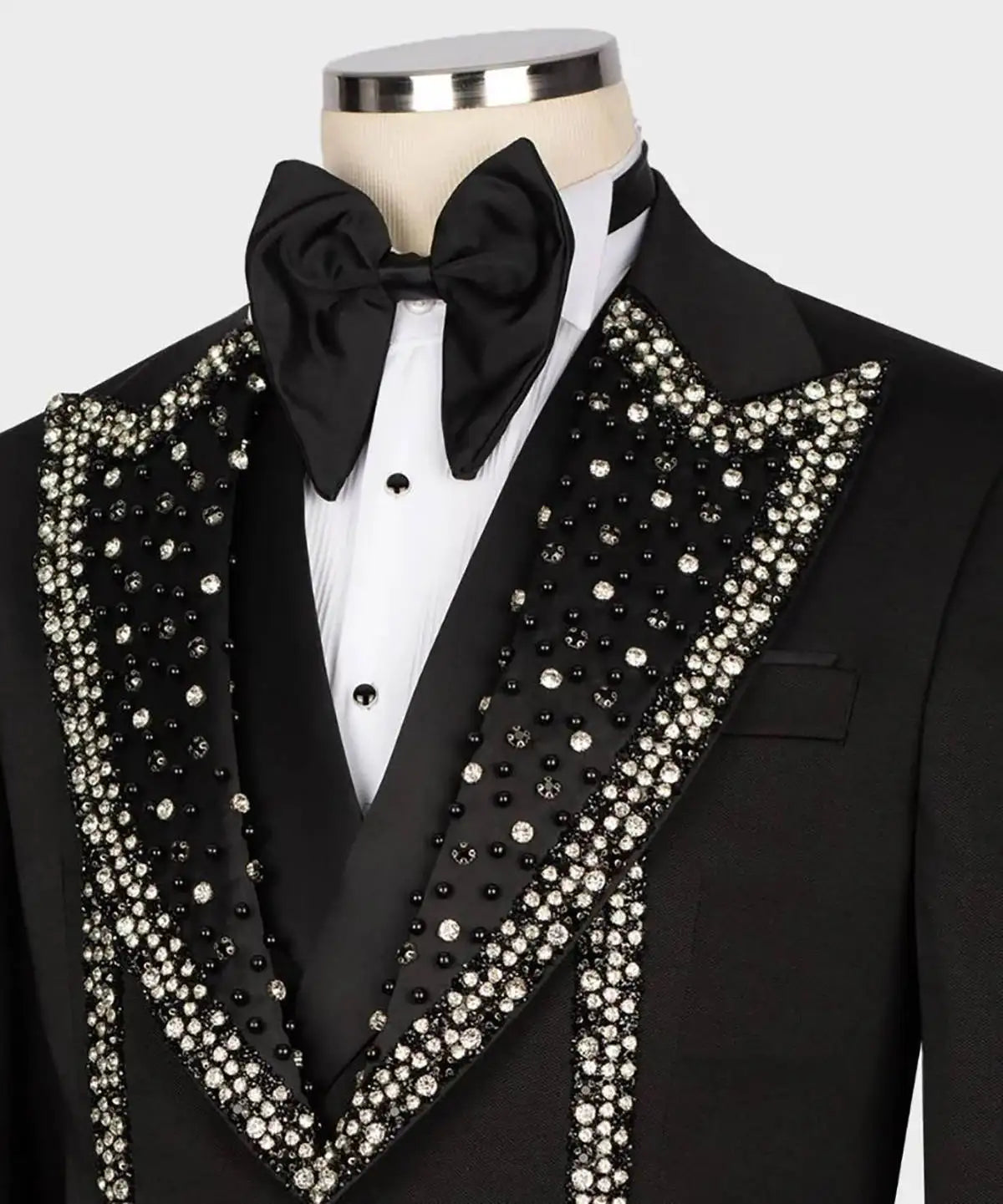 Trajes de boda de lujo para hombre, esmoquin de un solo pecho con solapa de pico de cristal, para novio, fiesta de negocios, 2 piezas, blazer y pantalones, hechos a medida