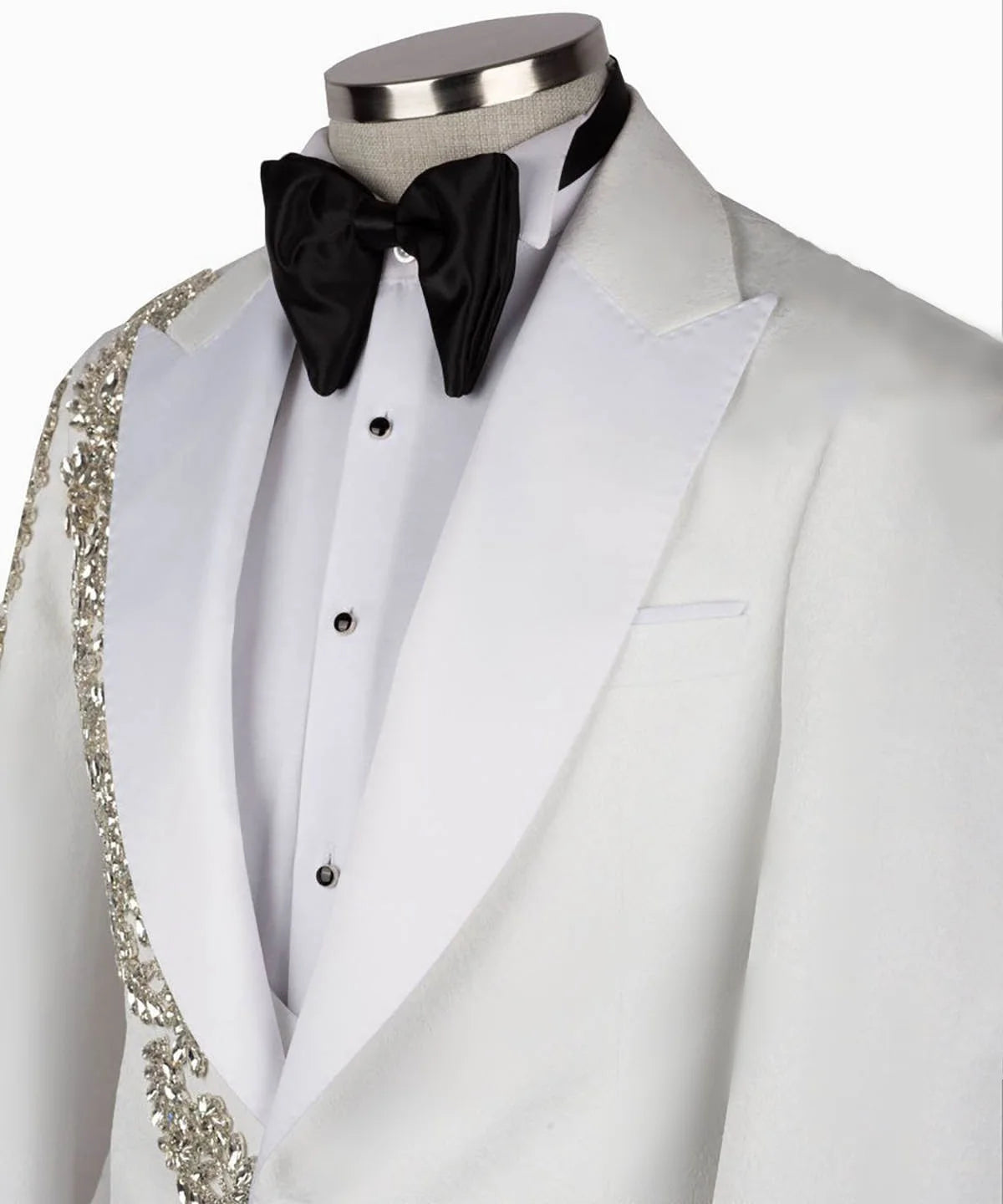 Trajes de boda de lujo para hombre, esmoquin de solapa con pico y botonadura sencilla con apliques de cristal, para fiesta de novio, 2 piezas, blazer y pantalones, traje personalizado.