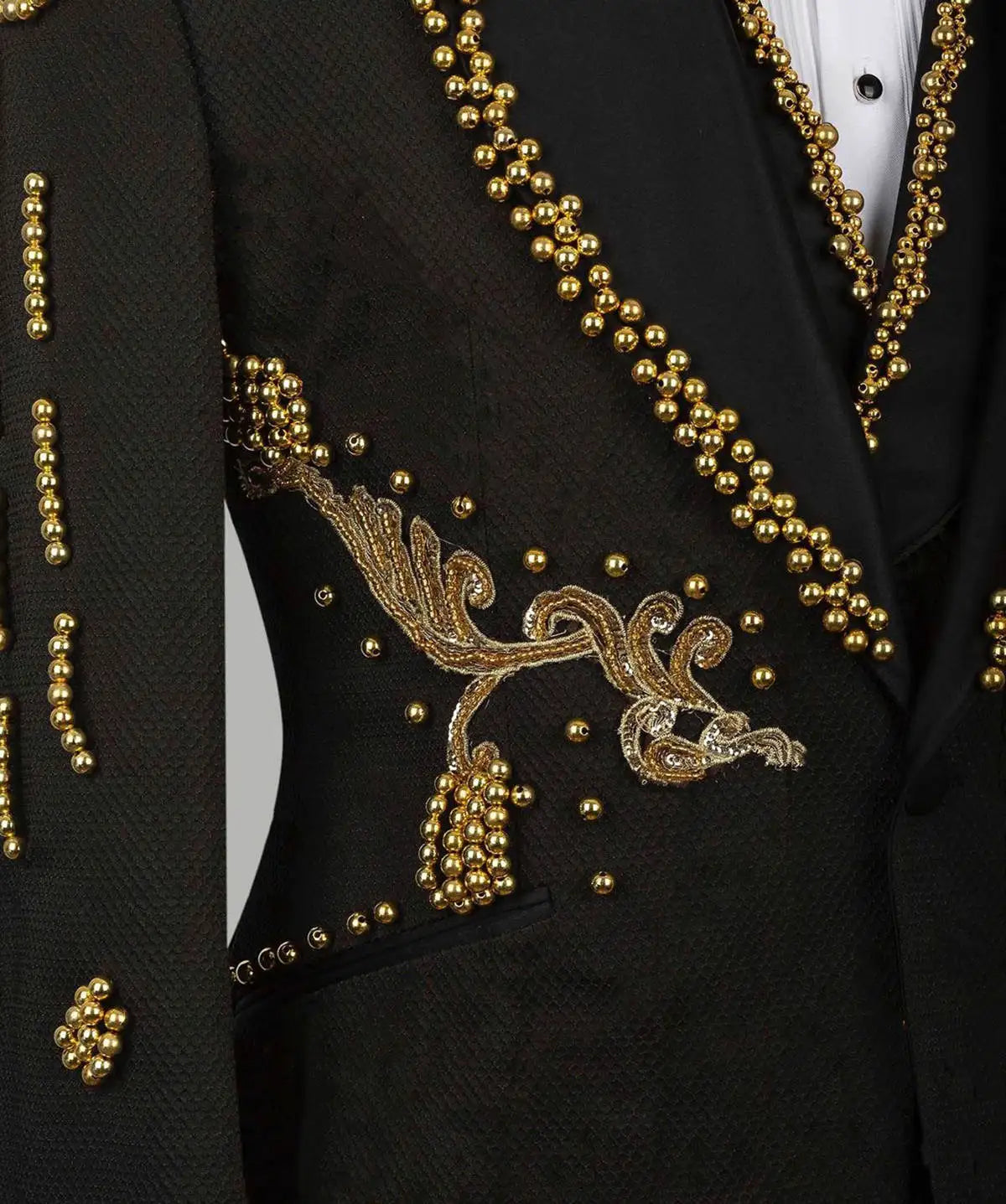 Luxury Men Wedding Suits Shawl Lapel Single Breasted Appliques Beads Tuxedos Groom Party 2 Pcs Blazer Vest Customized Made