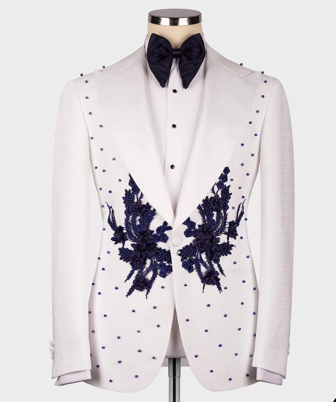 Trajes de lujo para hombre, a medida, de una pieza, blazer, un botón, solapa de pico, apliques de cuentas, para boda, formal, anfitrión, hecho a medida, talla grande 
