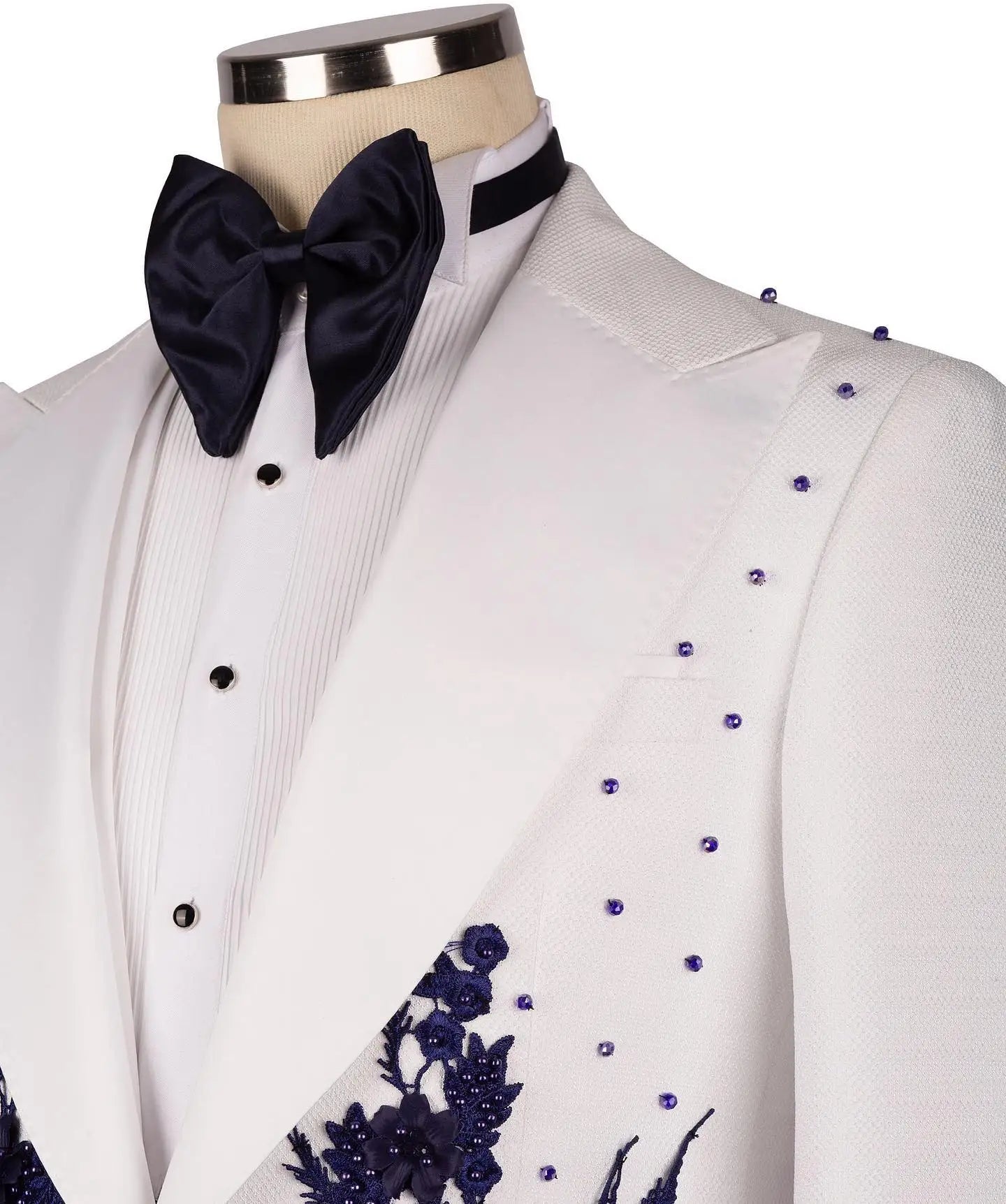 Trajes de lujo para hombre, a medida, de una pieza, blazer, un botón, solapa de pico, apliques de cuentas, para boda, formal, anfitrión, hecho a medida, talla grande 