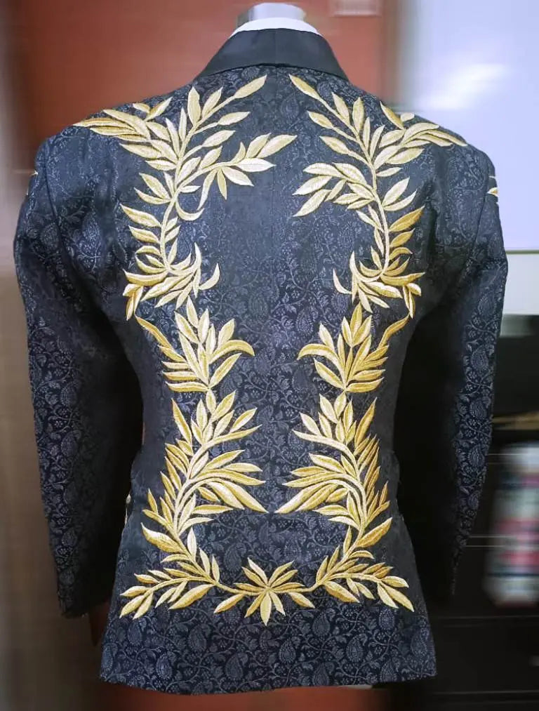 Costumes de mariage de luxe pour hommes, smokings à revers châle, broderie, 2 pièces, tenue de marié d'affaires pour homme, veste avec pantalon, personnalisable