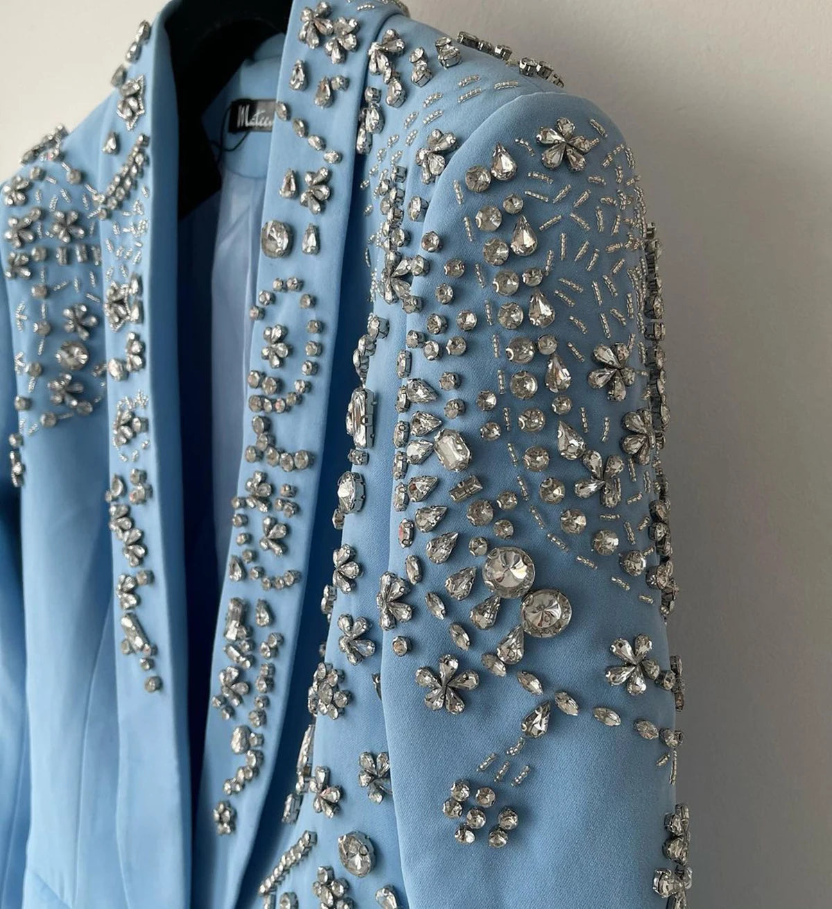 Ensemble de 2 costumes pour femmes, robe de mère de la mariée luxueuse en strass, blazer à un bouton et pantalon, robe de bal formelle sur mesure