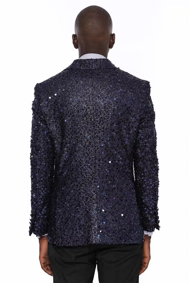 Traje de hombre con lentejuelas de lujo, conjunto de 2 piezas de blazer y pantalón, esmoquin formal para novio de boda, chaqueta brillante de 2 piezas, abrigo. 