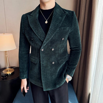 Luxury Velvet Men Blazers Autumn Winter Casual Business Suit Jackets Slim Fit Double-breasted Banquet Party Wedding Dress Jacket