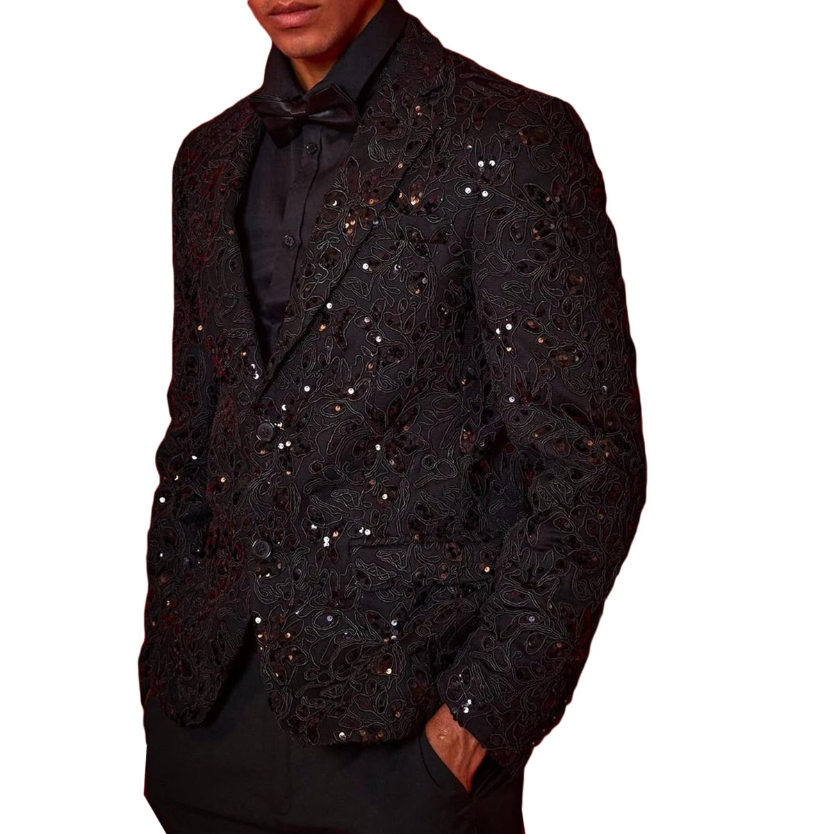 Luxury Wedding Suits for Men Notch Lapel Sequins Groom Wear Slim Fit Tuxedos Evening Party 2 Pieces Jacket Pants Custom Made