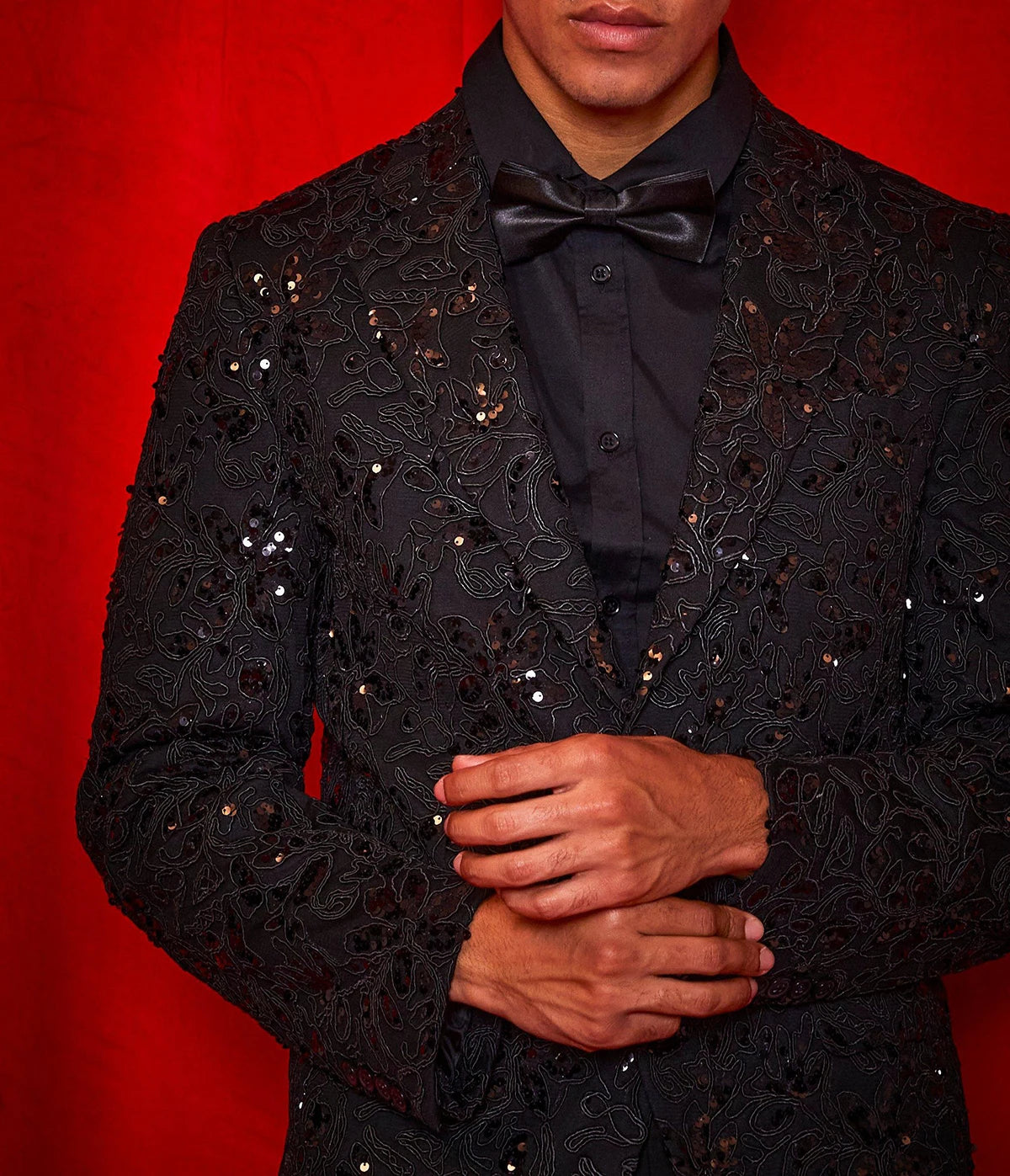 Luxury Wedding Suits for Men Notch Lapel Sequins Groom Wear Slim Fit Tuxedos Evening Party 2 Pieces Jacket Pants Custom Made