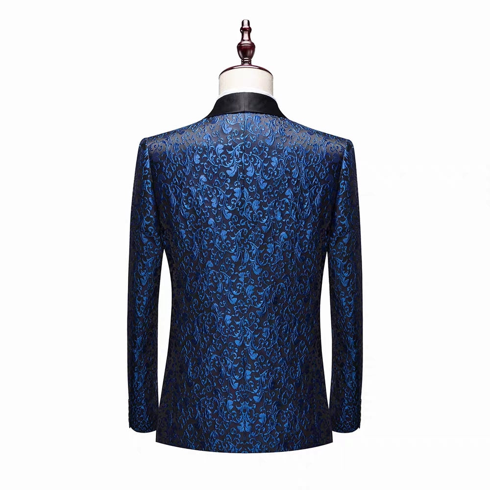 Costume de mariage de luxe bleu pour homme, 2 pièces, blazer, pantalon, coupe slim, sur mesure, pour bal de promo, fête 