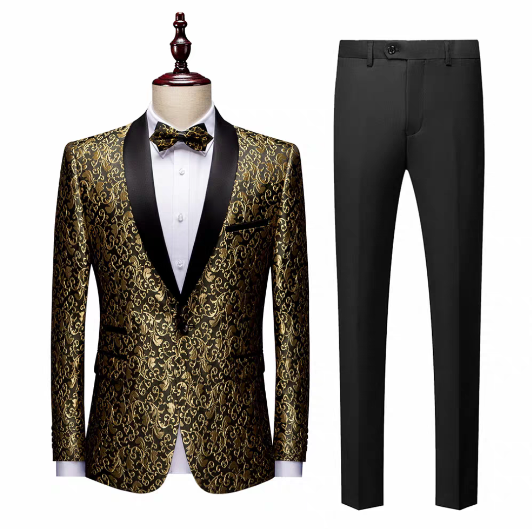 Costume de mariage de luxe bleu pour homme, 2 pièces, blazer, pantalon, coupe slim, sur mesure, pour bal de promo, fête 