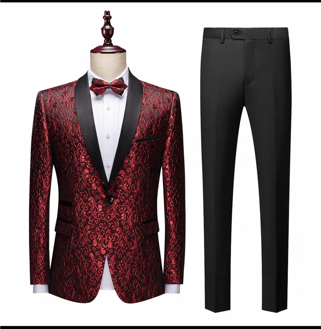 Costume de mariage de luxe bleu pour homme, 2 pièces, blazer, pantalon, coupe slim, sur mesure, pour bal de promo, fête 