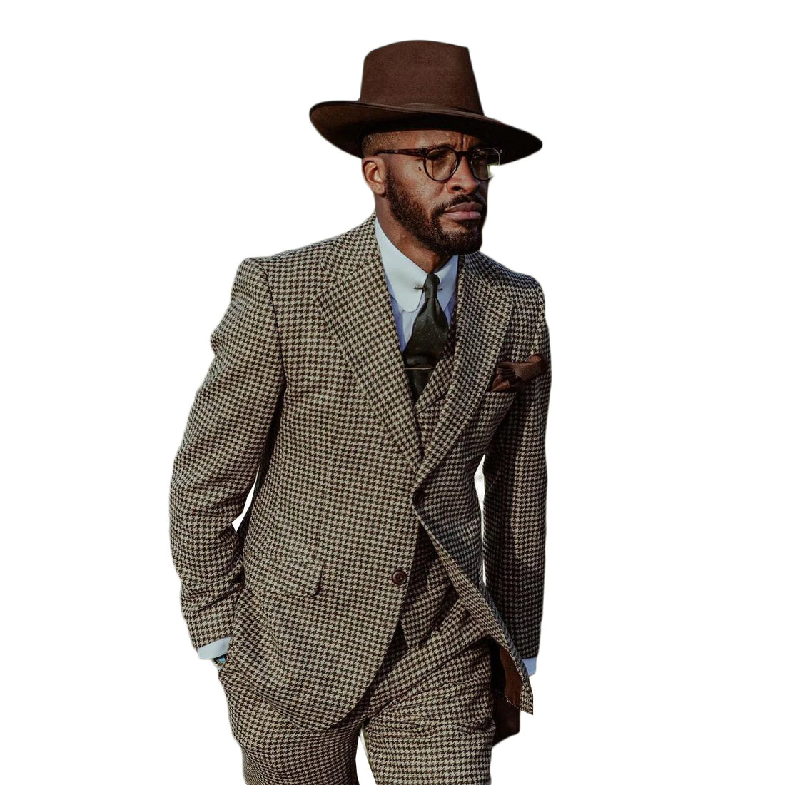 Costume de mariage d'hiver de luxe pour hommes, pied-de-poule, coupe slim, revers crantés, smoking, soirée d'affaires, 3 pièces, veste, pantalon, gilet