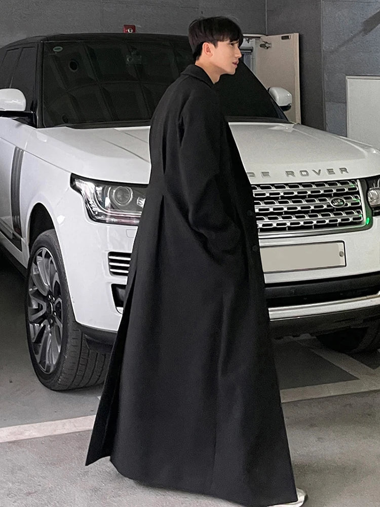Mauroicardi - Abrigo de mezcla de lana extra largo, cálido, negro, holgado, informal, para hombre, de lujo, largo hasta el suelo, para otoño e invierno 