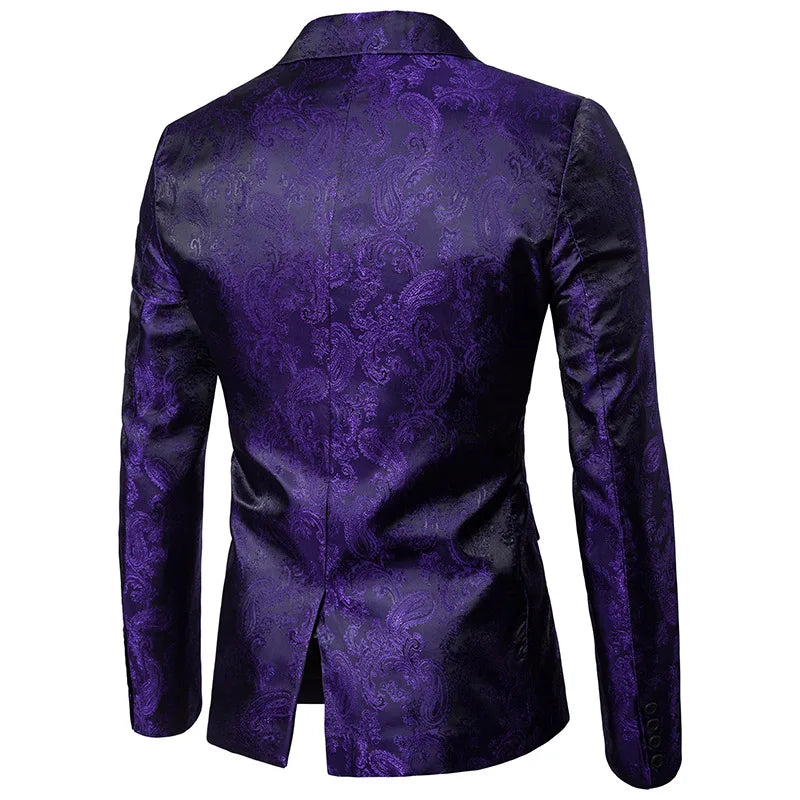 Men Classic Jacquard Suit 2 Piece Set Men's Dance Party Luxury Tuxedo Dress