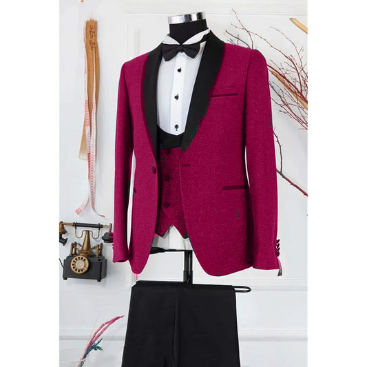 Men Jacket Suit Male Slim Fit Formal Clothes Blazer Set Wedding Dress Full Groom Boyfriend Outfit 3-Piece Business Style Costume