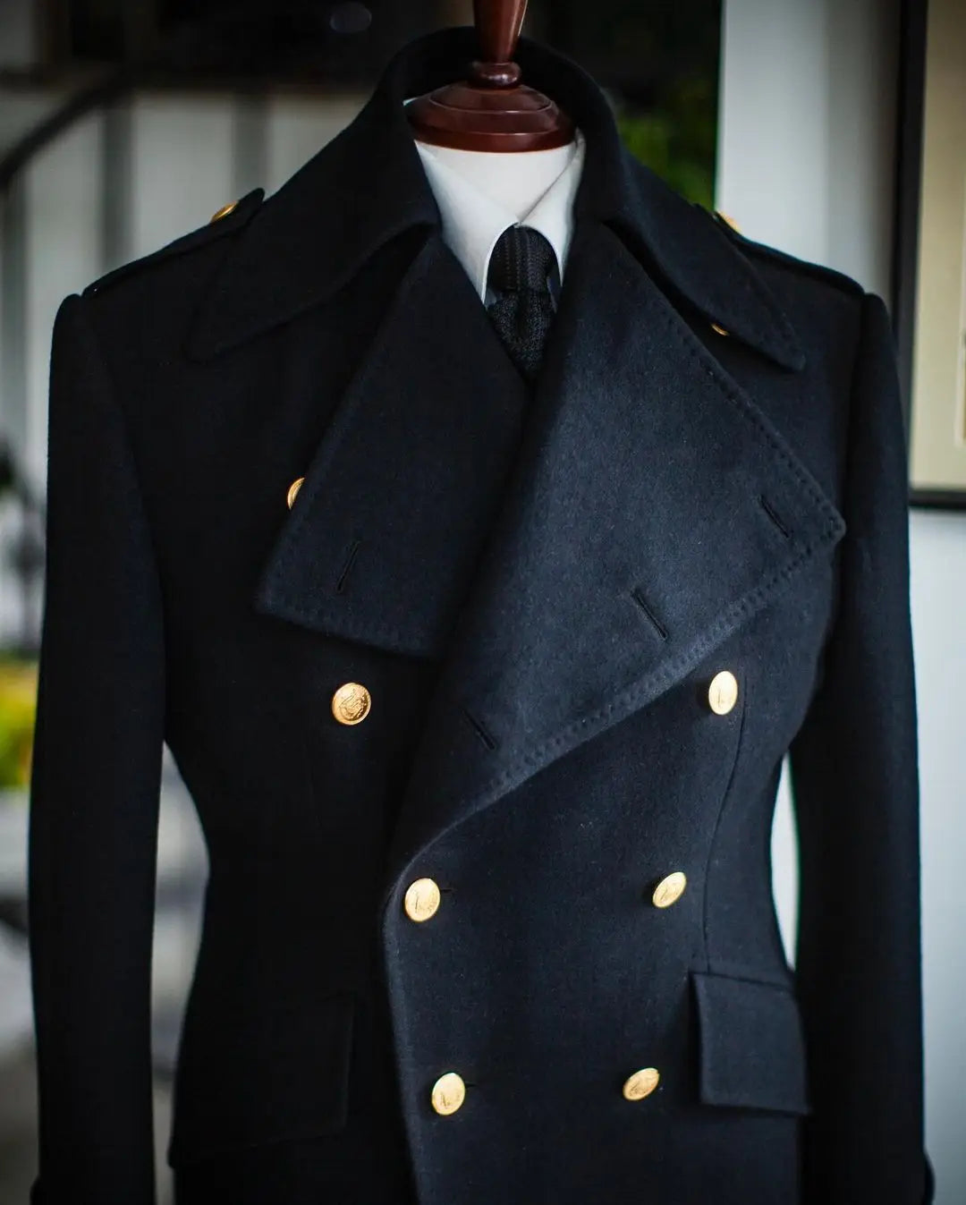 Men Long Coat Overcoat Black Double Breasted Woolen Blend Gentlemen Blazer Winter Warm Business Causal Daily Tailored