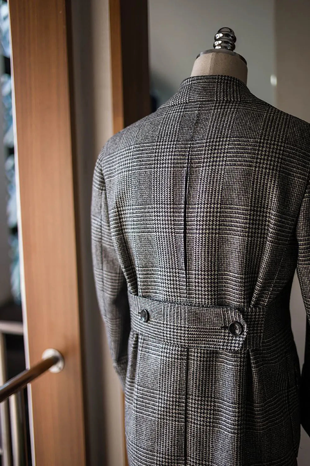 Manteau homme noir à carreaux sur mesure une pièce blazer croisé tenue de travail formelle décontractée quotidienne fête sur mesure 