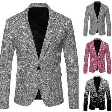 Men Sequins Printed Blazer Designs Plus Size Black Silver Velvet Gold Sequined Suit Jacket DJ Club Stage Party Wedding Clothes