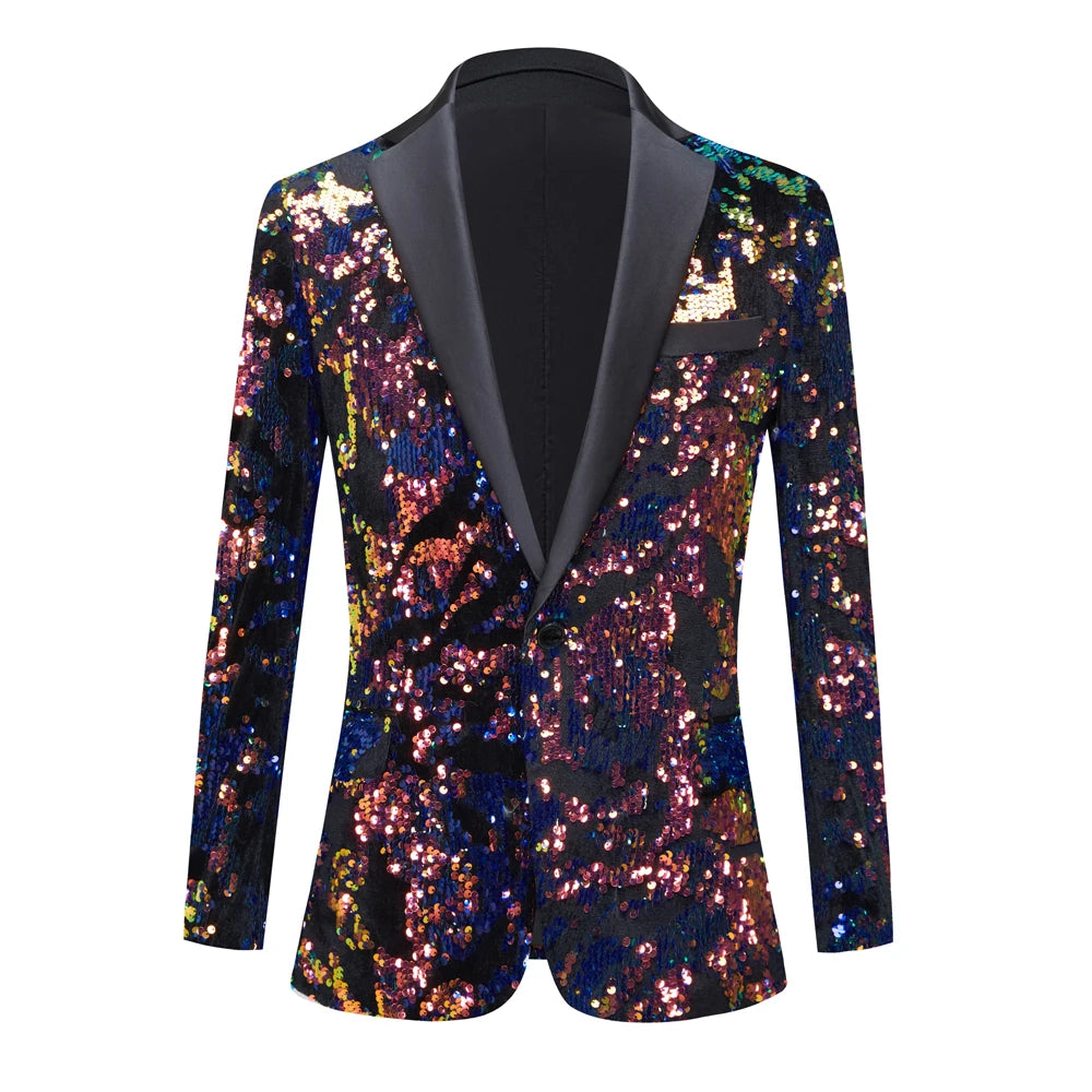 Men Shawl Lapel Blazer Designs Plus Sequins Suit Jacket DJ Club Stage Singer Clothes Nightclub Blazer Wedding Party Suit Jacket
