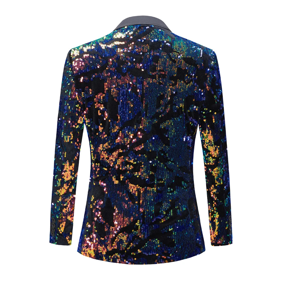 Men Shawl Lapel Blazer Designs Plus Sequins Suit Jacket DJ Club Stage Singer Clothes Nightclub Blazer Wedding Party Suit Jacket