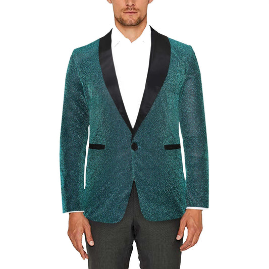 Men's Dazzling Sequined Slim Fit Blazer with Satin Lapel for Fashionable Events and Stage Performances