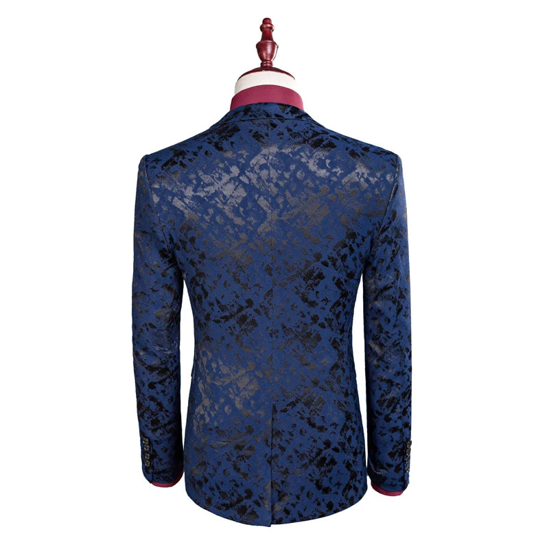 Traje de negocios para hombre, traje de un solo pecho, conjunto de 3 piezas, estampado para novio, vestido de boda, chaqueta, blazer, abrigo, chaleco, pantalones