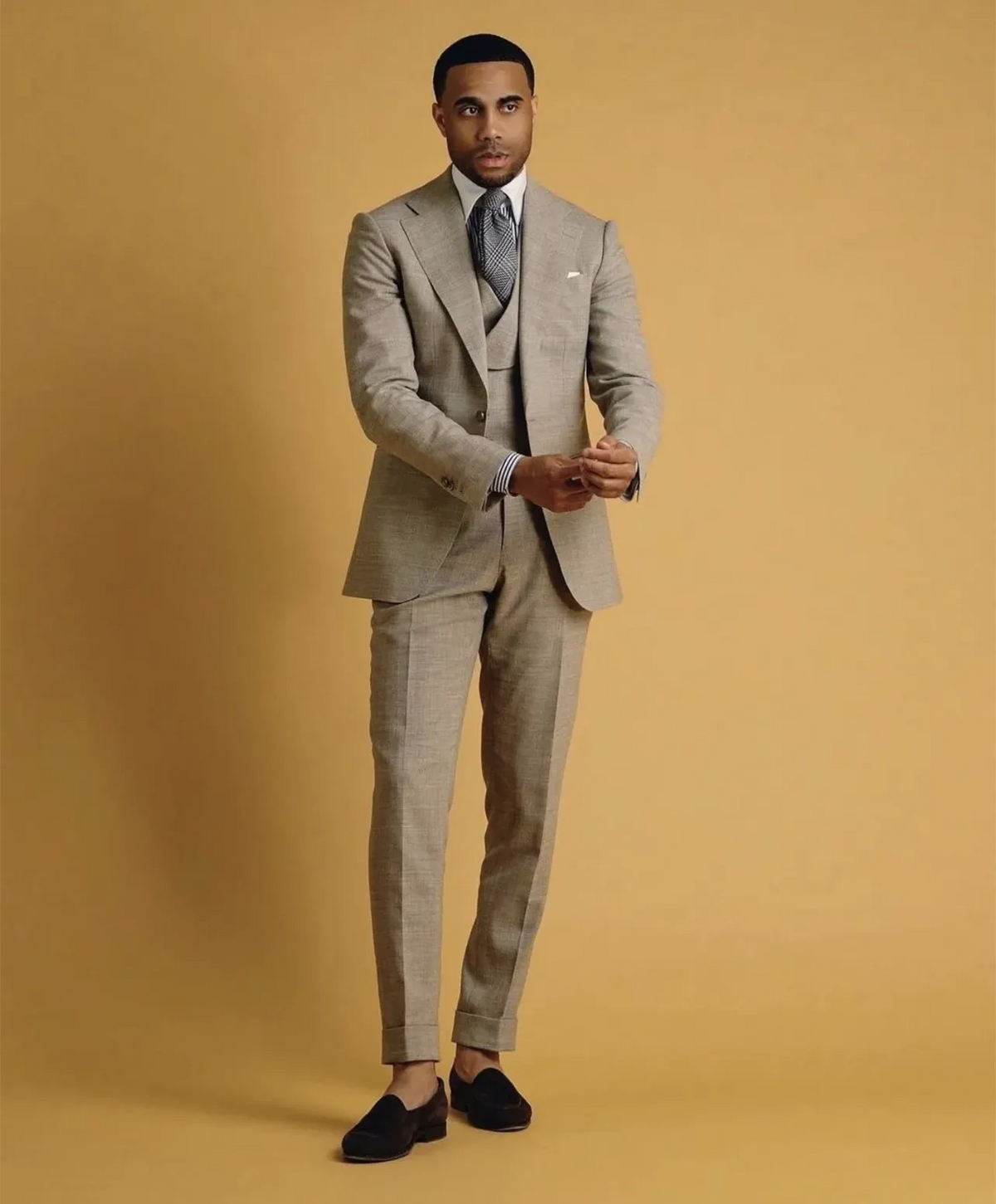 Traje de hombre caqui de un solo pecho para conjunto de chaqueta, blazer, pantalones, abrigos, chaquetas de novio para boda. 