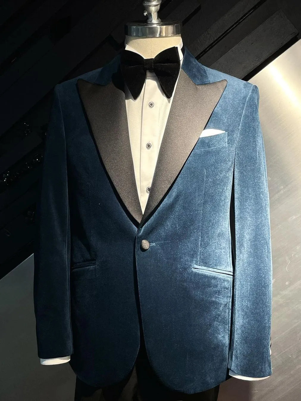 Conjuntos de traje para hombre, blazer de terciopelo azul, vestido de novia para novio, disfraz de Peaky Blinder, 2 piezas 