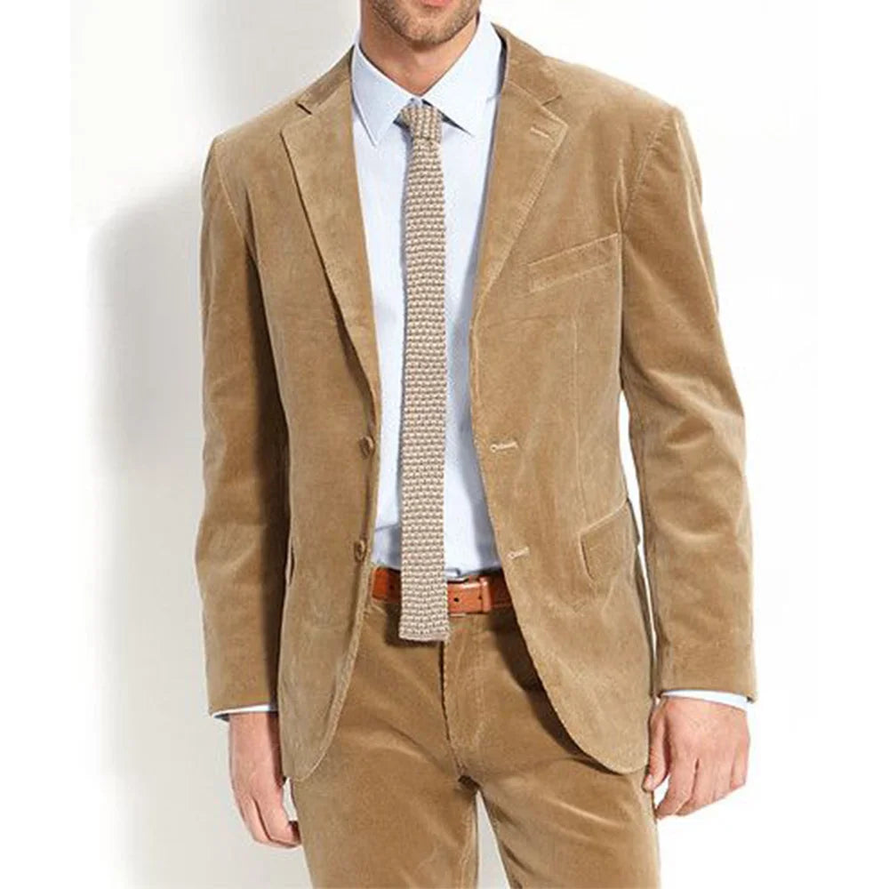 Costumes pour hommes Costume deux pièces pour hommes en tissu velours Pantalon à la mode et confortable pour les déplacements Costume homme élégant sur mesure complet