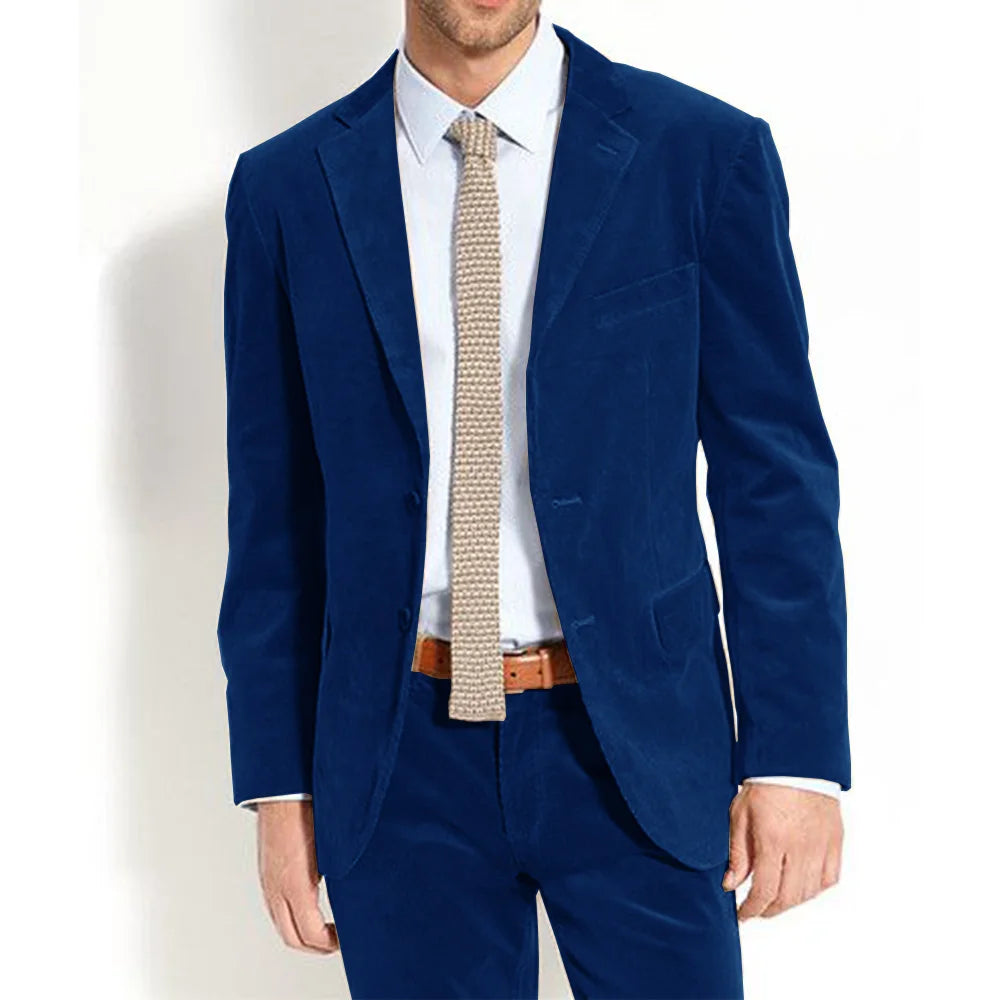 Costumes pour hommes Costume deux pièces pour hommes en tissu velours Pantalon à la mode et confortable pour les déplacements Costume homme élégant sur mesure complet