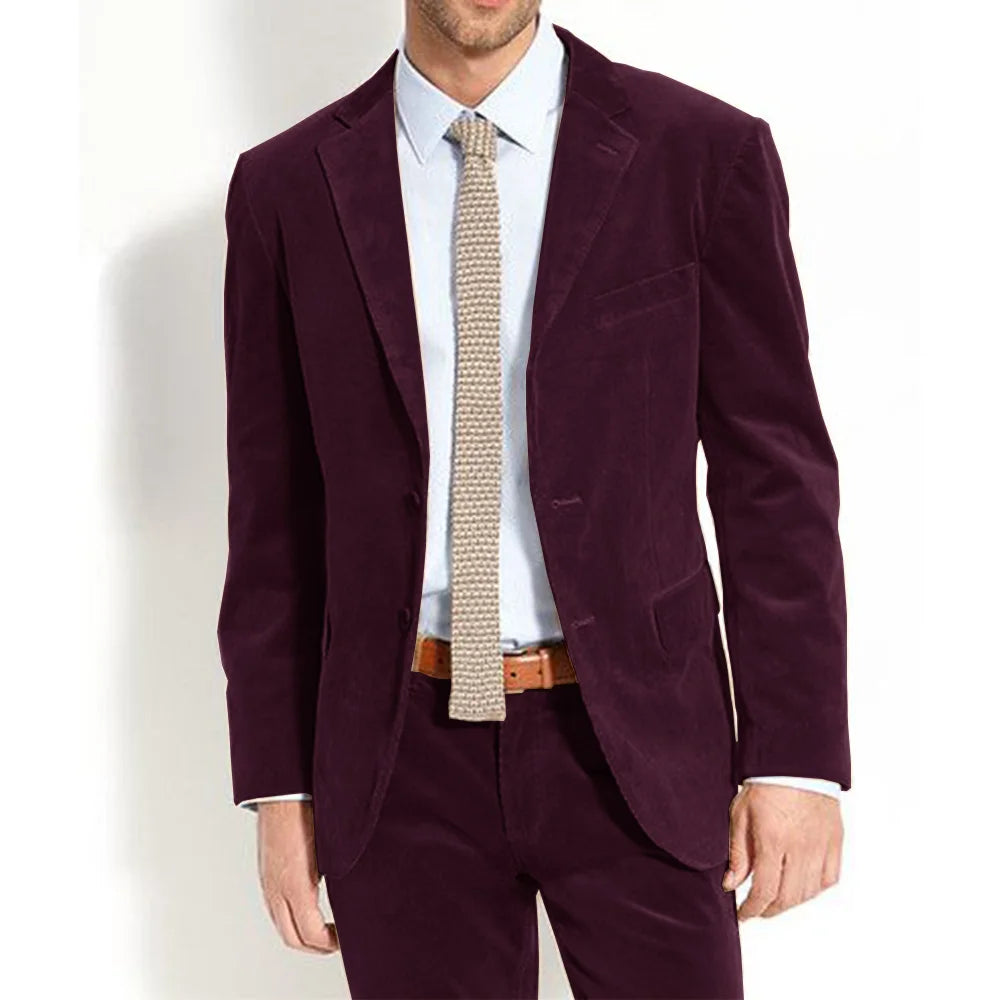 Costumes pour hommes Costume deux pièces pour hommes en tissu velours Pantalon à la mode et confortable pour les déplacements Costume homme élégant sur mesure complet