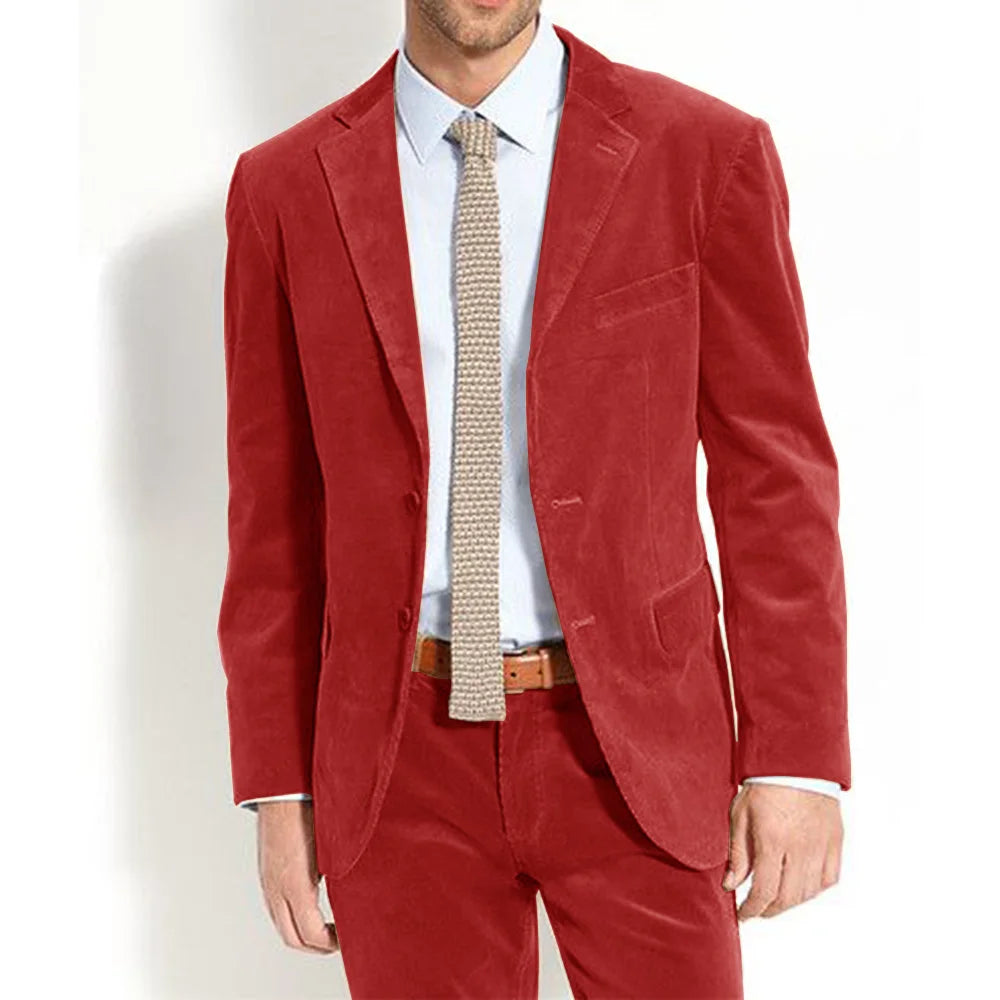 Costumes pour hommes Costume deux pièces pour hommes en tissu velours Pantalon à la mode et confortable pour les déplacements Costume homme élégant sur mesure complet
