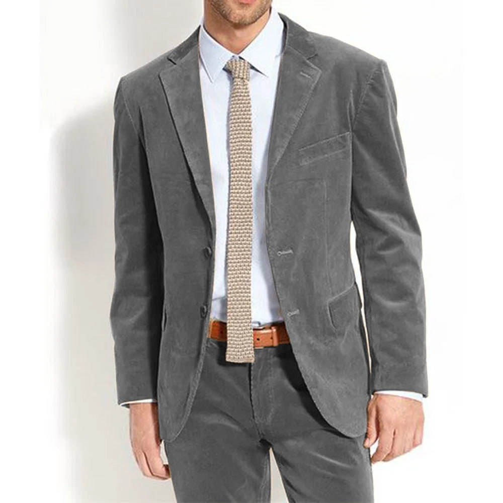 Costumes pour hommes Costume deux pièces pour hommes en tissu velours Pantalon à la mode et confortable pour les déplacements Costume homme élégant sur mesure complet