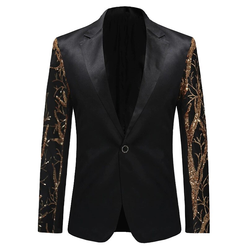 Men Suits With Embroidery Beaded One-Pieces Shawl Lapel Designer Wedding Tuxedos Gold men Suit