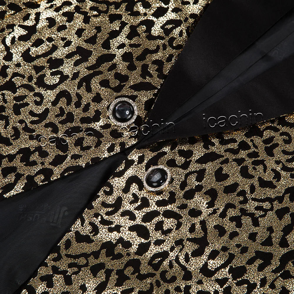 Traje de hombre con estampado de leopardo, esmoquin, chaqueta de mago, cantante, jazz, smoking, con pantalones