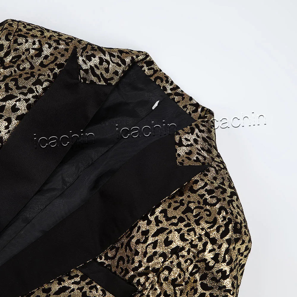 Traje de hombre con estampado de leopardo, esmoquin, chaqueta de mago, cantante, jazz, smoking, con pantalones