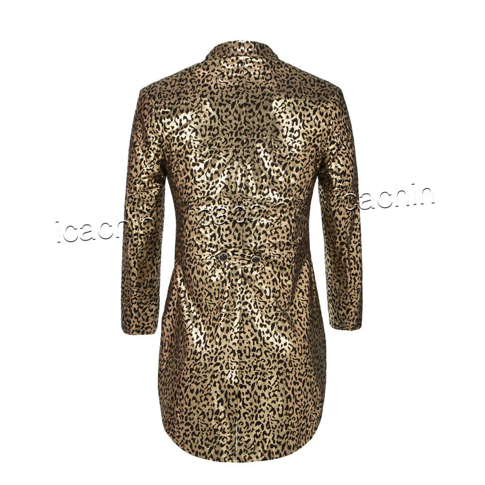 Traje de hombre con estampado de leopardo, esmoquin, chaqueta de mago, cantante, jazz, smoking, con pantalones