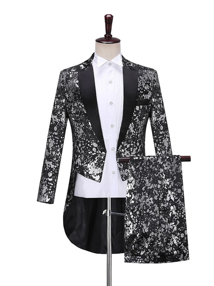Traje de hombre con estampado de leopardo, esmoquin, chaqueta de mago, cantante, jazz, smoking, con pantalones