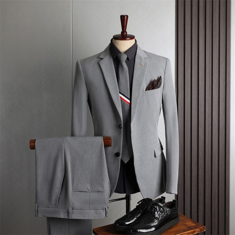 Men Two Pieces Two Buttons Tuxedo Business Casual Coat Pants Formal Wedding Party Notch Lapel Suit