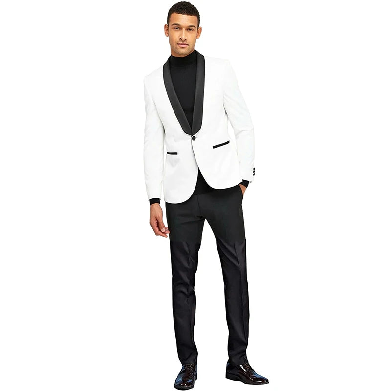 Men's 2-Piece Formal Party Prom Business Tuxedo Jacket&Pants One Button Shawl Lapel Suit