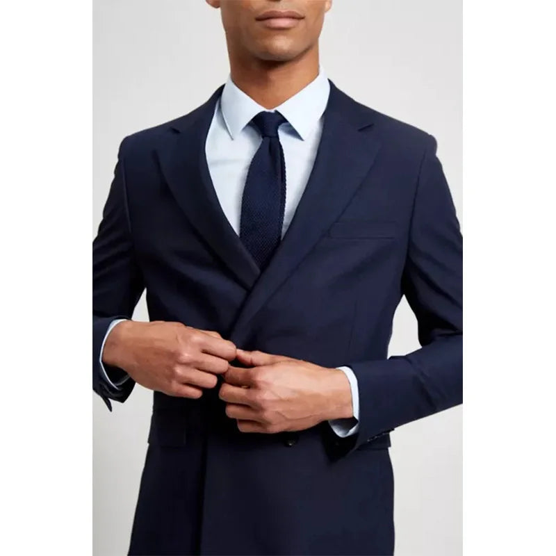 Costume 2 pièces pour homme, veste et pantalon, smoking croisé, boutons, revers crantés, pour soirée, bal, travail, décontracté 