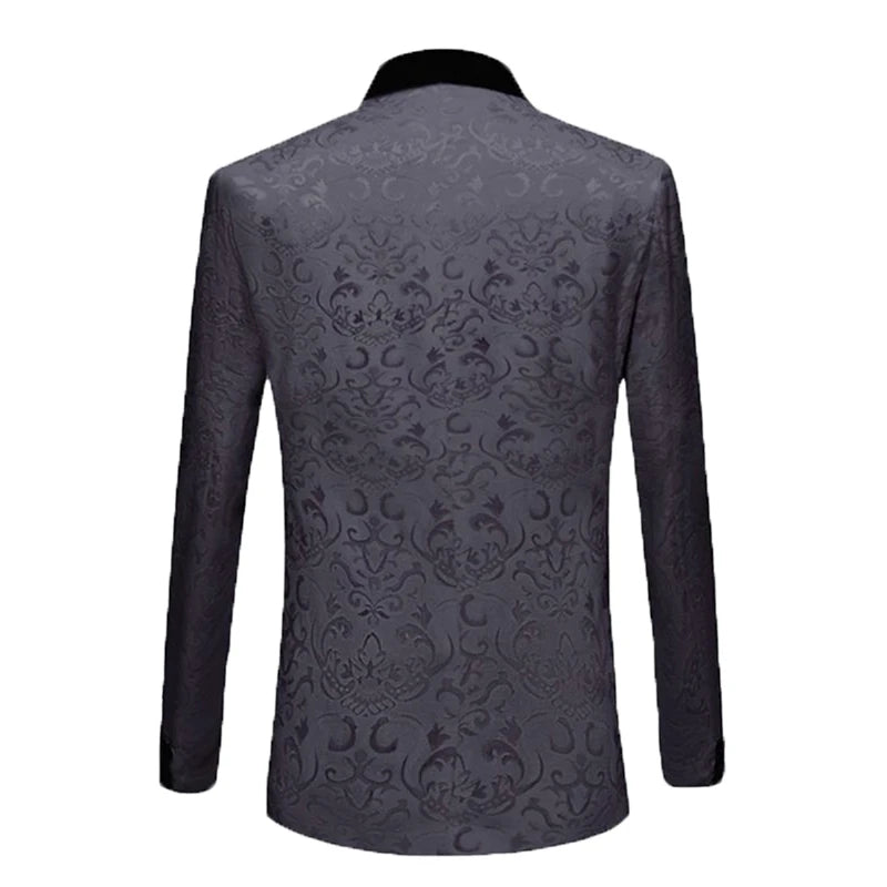 Traje de 3 piezas (chaqueta y chaleco jacquard) para hombre, esmoquin de un solo pecho con botones y solapa chal para fiesta y cena. 