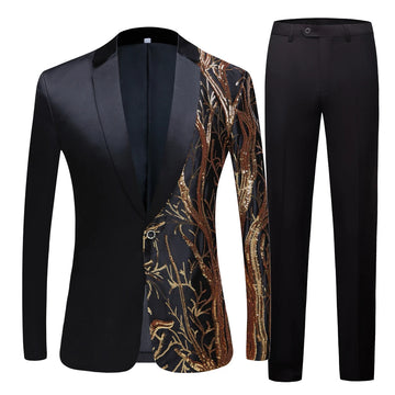 Men's Black White Blue Yellow Green Sequin Blazer Slim Fit Wedding Party Suit Jackets Singer Density Sequined