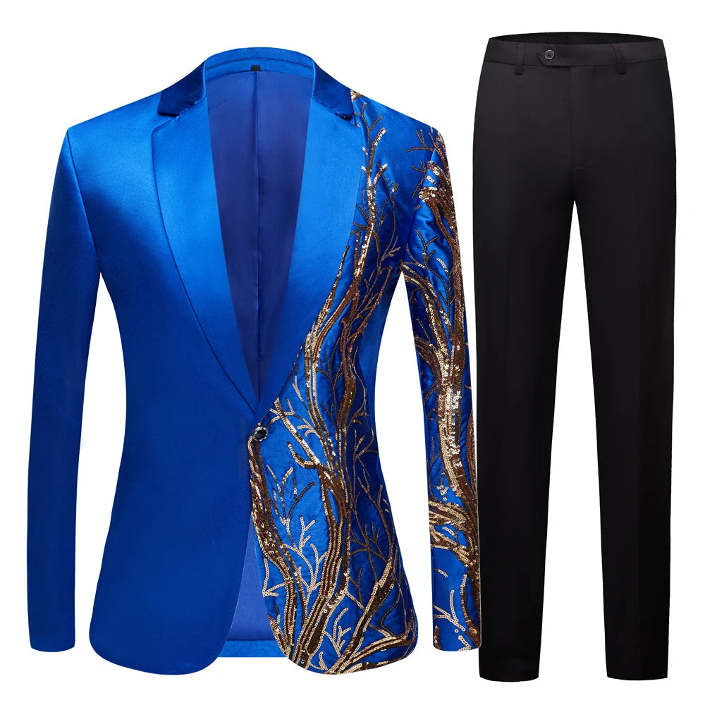 Blazer de lentejuelas negro, blanco, azul, amarillo y verde para hombre, corte entallado, para boda, fiesta, chaqueta de cantante con lentejuelas de densidad 