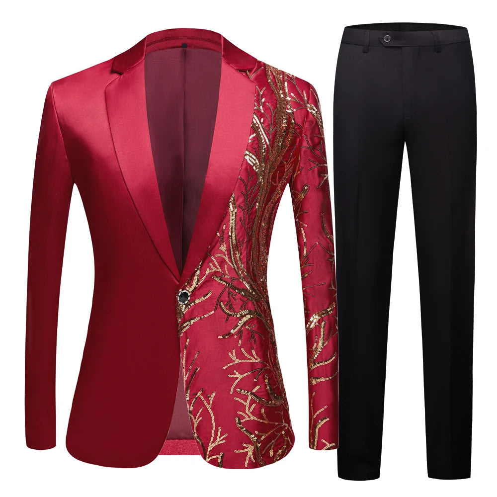 Blazer de lentejuelas negro, blanco, azul, amarillo y verde para hombre, corte entallado, para boda, fiesta, chaqueta de cantante con lentejuelas de densidad 