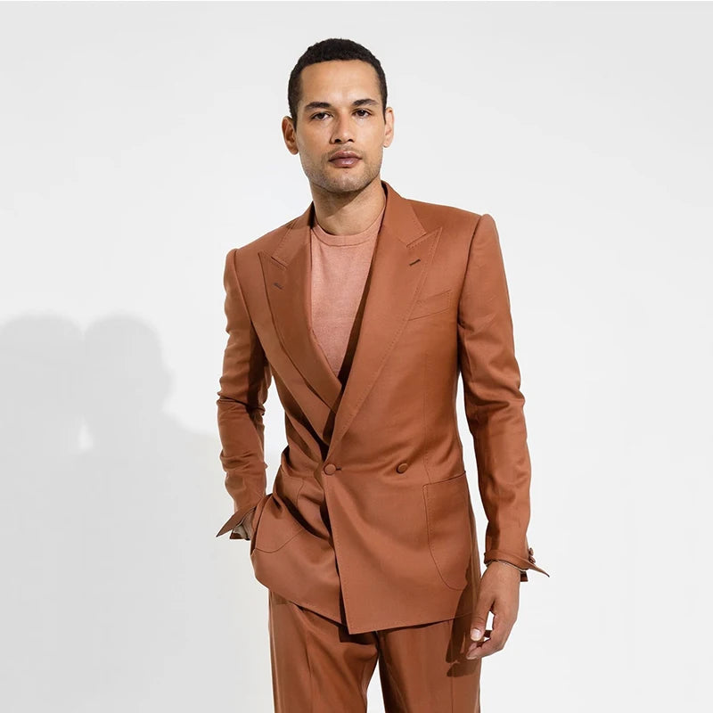 Costume 2 pièces pour homme, veste et pantalon croisés, revers en pointe, pour soirée formelle, bal de promo, affaires 