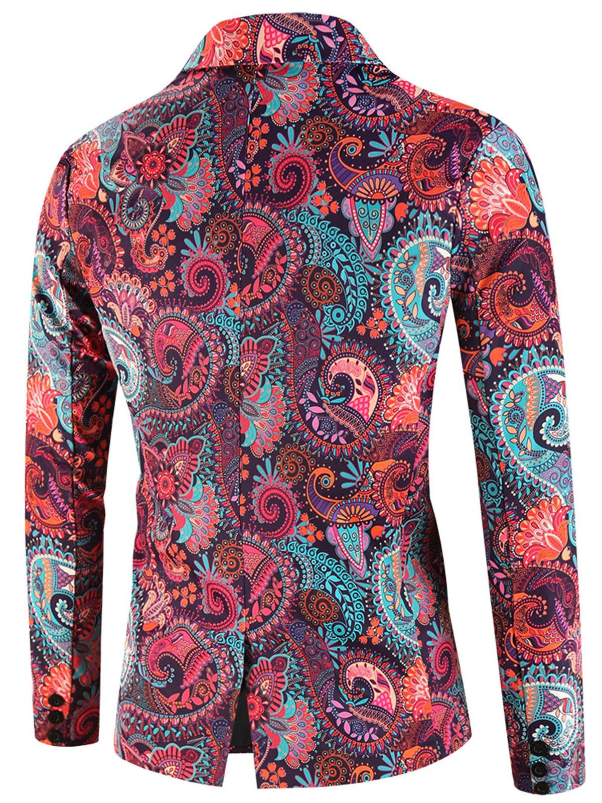 Blazer con estampado de cachemira colorido para hombre, chaqueta informal de manga larga con solapa de un botón, abrigo de vestir ajustado para fiesta/cumpleaños