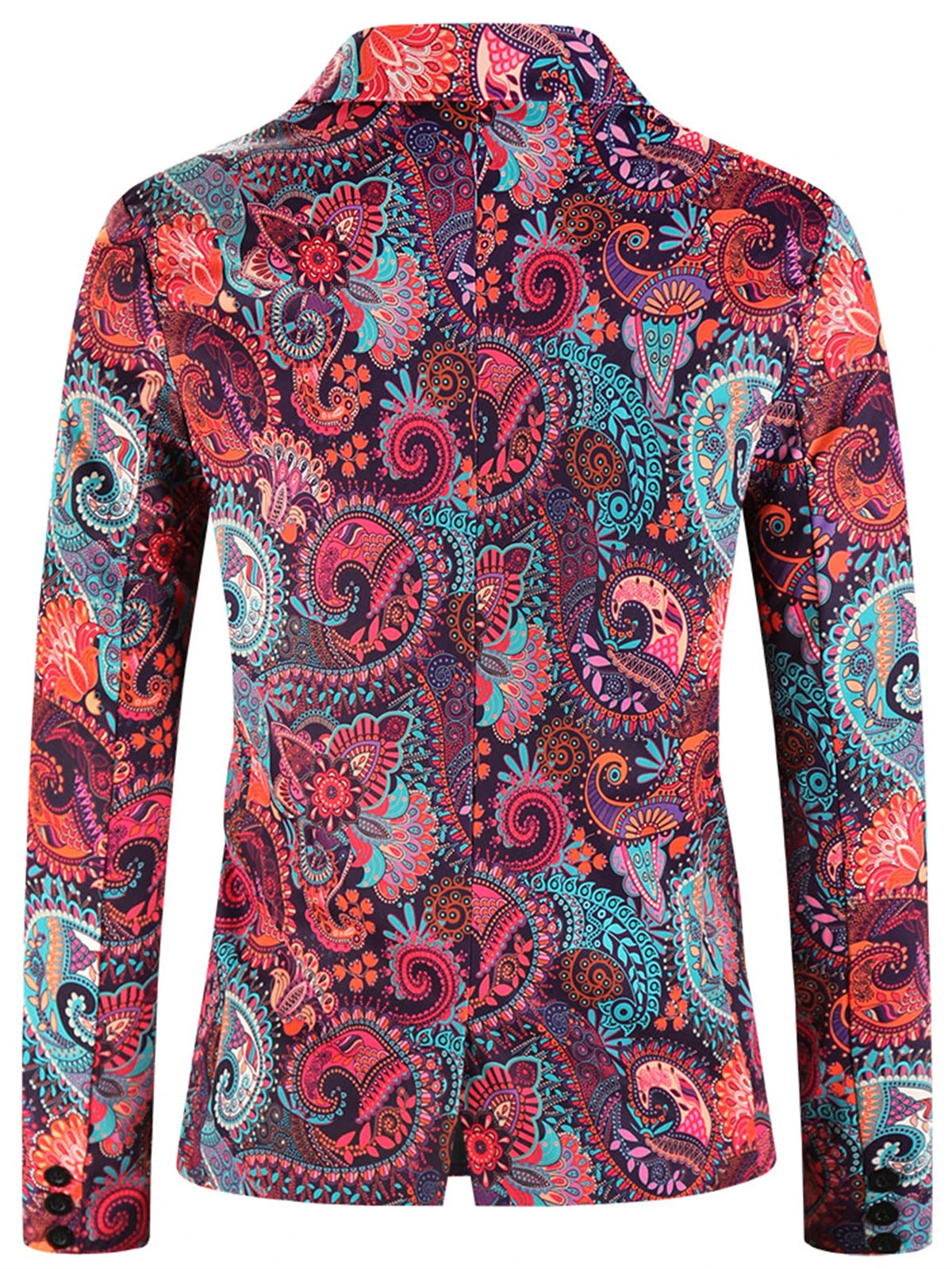 Blazer con estampado de cachemira colorido para hombre, chaqueta informal de manga larga con solapa de un botón, abrigo de vestir ajustado para fiesta/cumpleaños